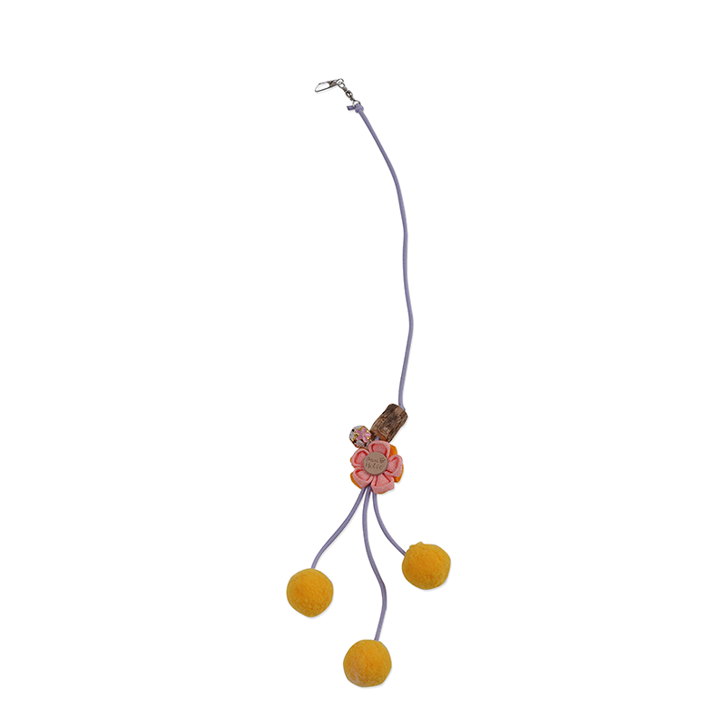 Hand made cat teaser – Yellow ball